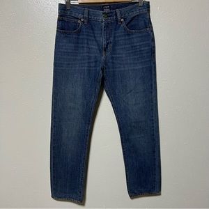 J Crew Factory The Driggs Dark Wash Slim Straight Jeans 29 Hemmed Inseam to 27